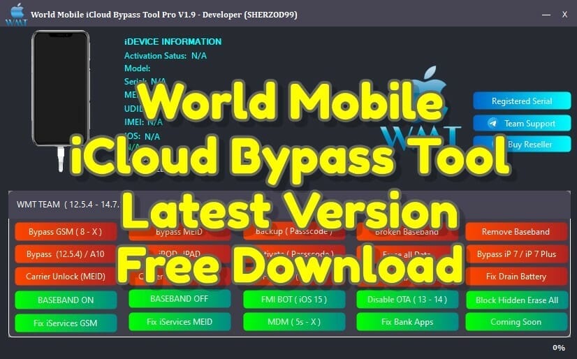 World mobile icloud bypass tool v1. 9 pro free download