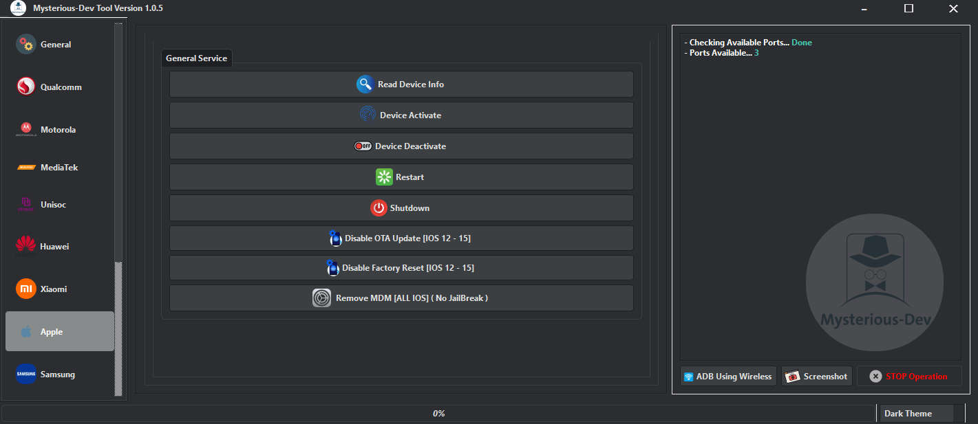 Mysterious-dev tool v1. 1. 3 all-in-one solution for smartphone unlocking & flashing 9 Mysterious dev tool interface showing mobile unlocking flashing and repair