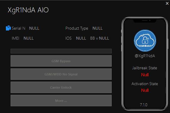 Xgr1nda aio tool 7. 1. 2 free for all users  gsm  meid bypass tool