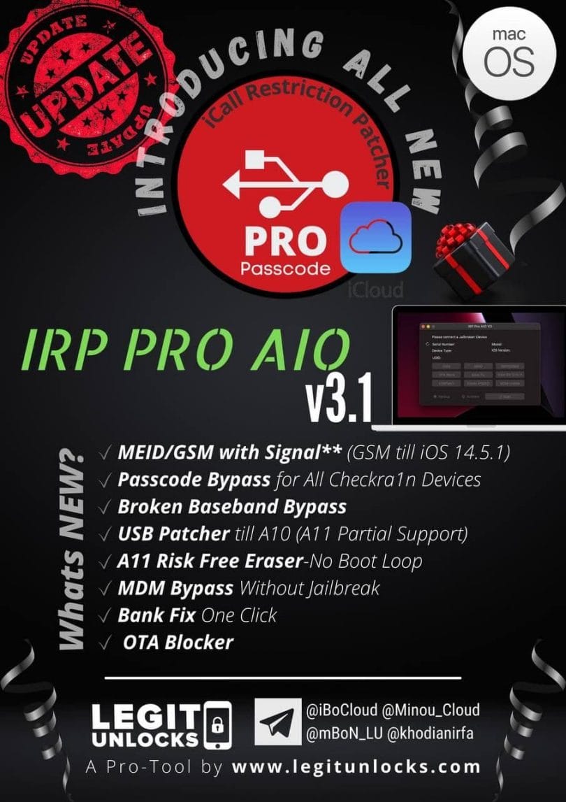 iPro AIO V3.1 MDM Unlock iPhone 5s to x Without Jailbreak Mac Only