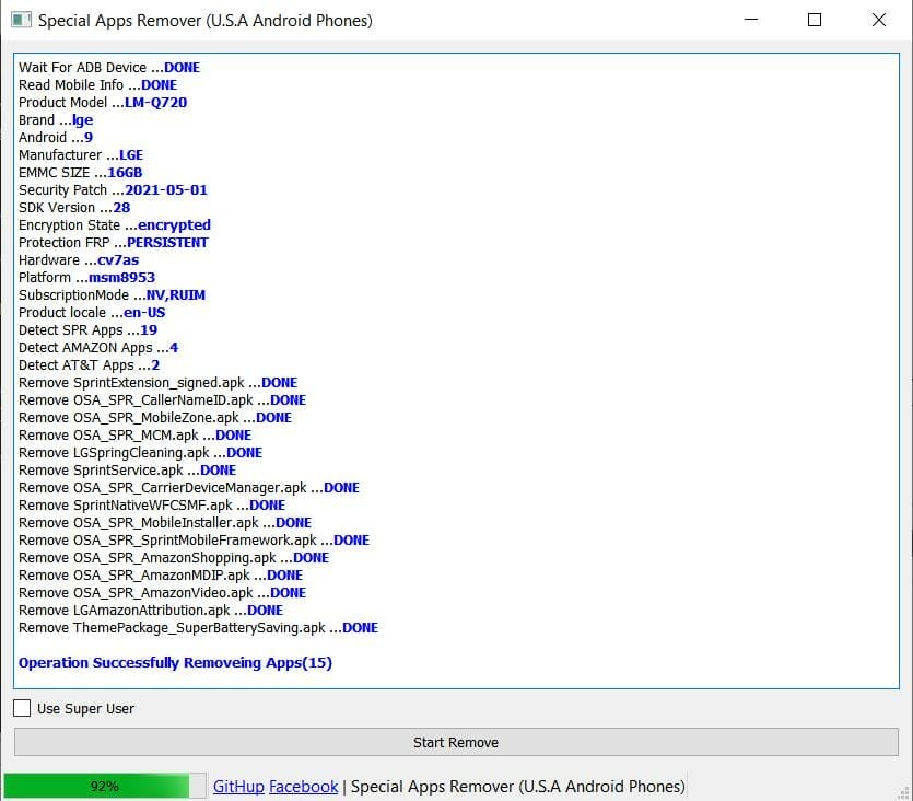 Special apps remover (u. S. A android phones) v1. 0 tool