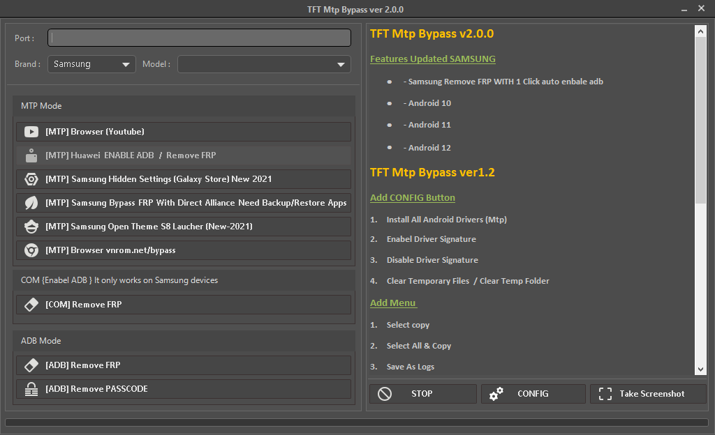 Tft mtp bypass tool v2. 0 one click reset samsung frp tool