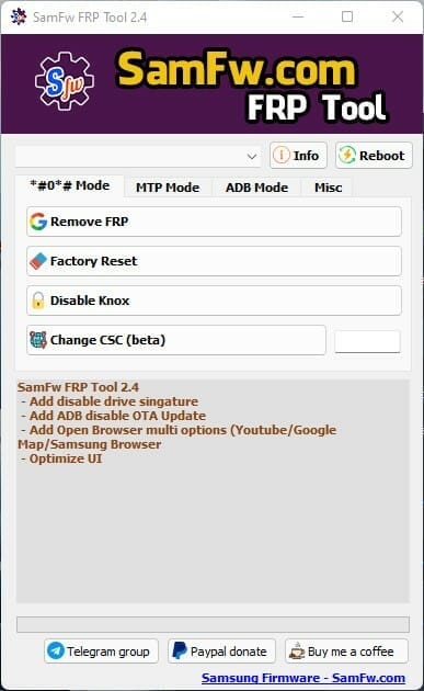 Download samfw frp tool 2. 4 - remove samsung frp one click