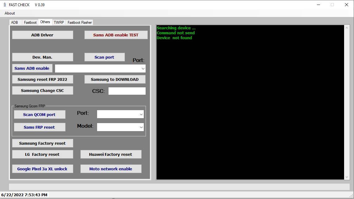 Fast check v0. 39 adb fastboot frp reset samsung xiaomi tool