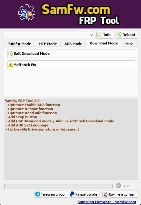 Download samfw frp tool 2. 5 - remove samsung frp one click