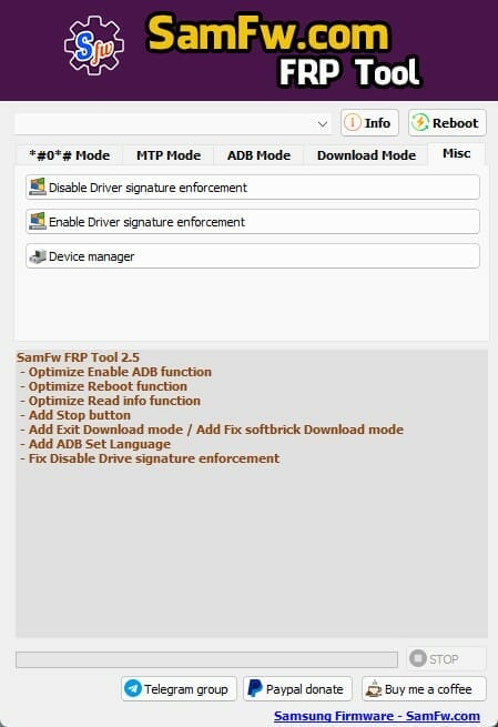 Download samfw frp tool 2. 5 - remove samsung frp one click