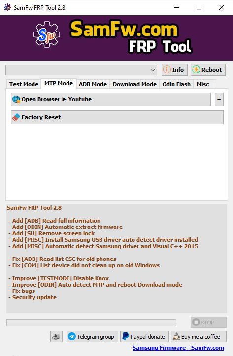 Samfw frp tool 2. 8 -one click remove samsung frp