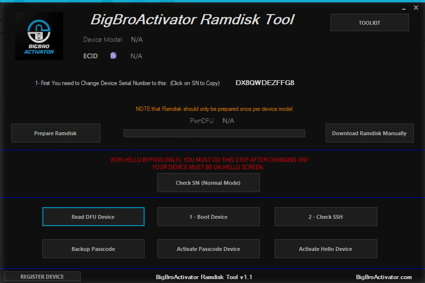 Bigbroactivator passcode & hello ios 15 bypass windows ramdisk tool