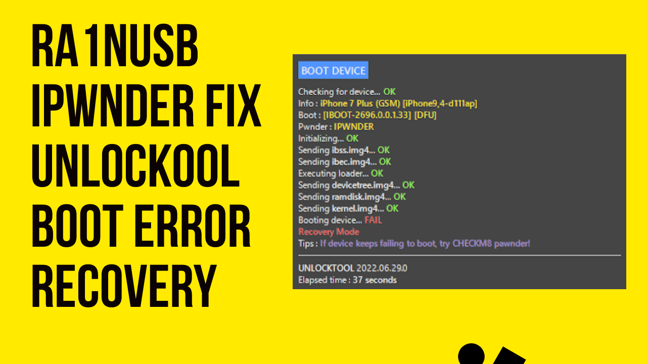 Ra1nusb ipwnder fix unlockool boot error recovery