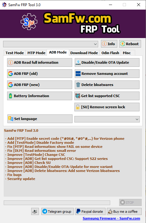 Samfw frp tool 3. 0 - remove samsung frp