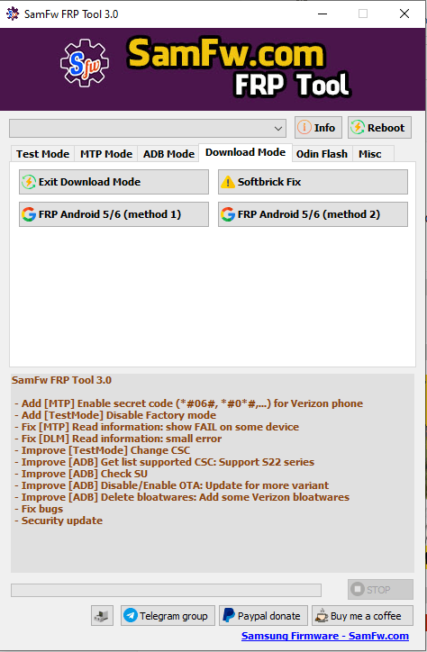 Samfw frp tool 3. 0 - remove samsung frp