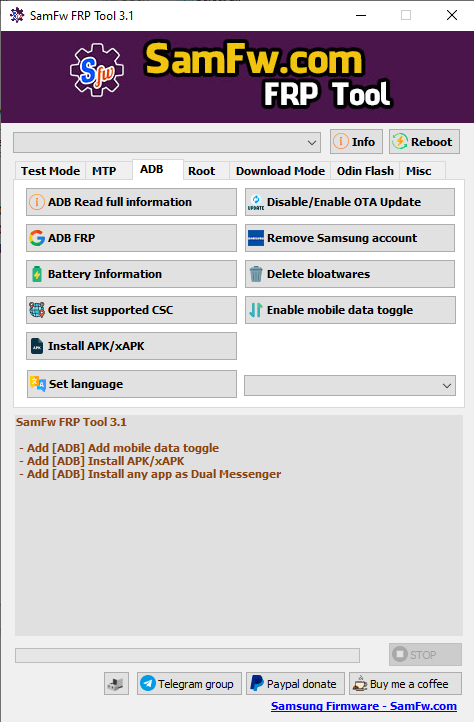 SamFw FRP Tool 3.1 - Remove Samsung FRP one click