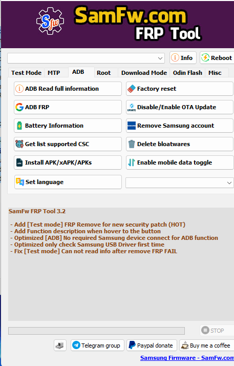 Samfw frp tool v3. 2 - one click remove frp