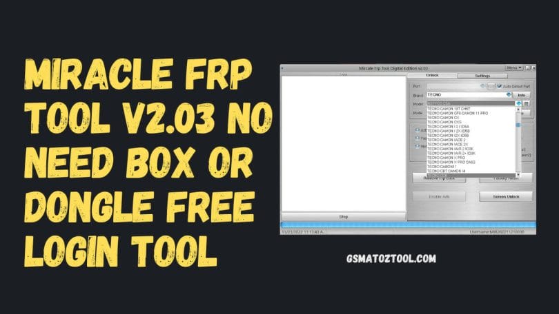 Miracle FRP Tool V2.03 Login Free No Box Or Dongle Tool