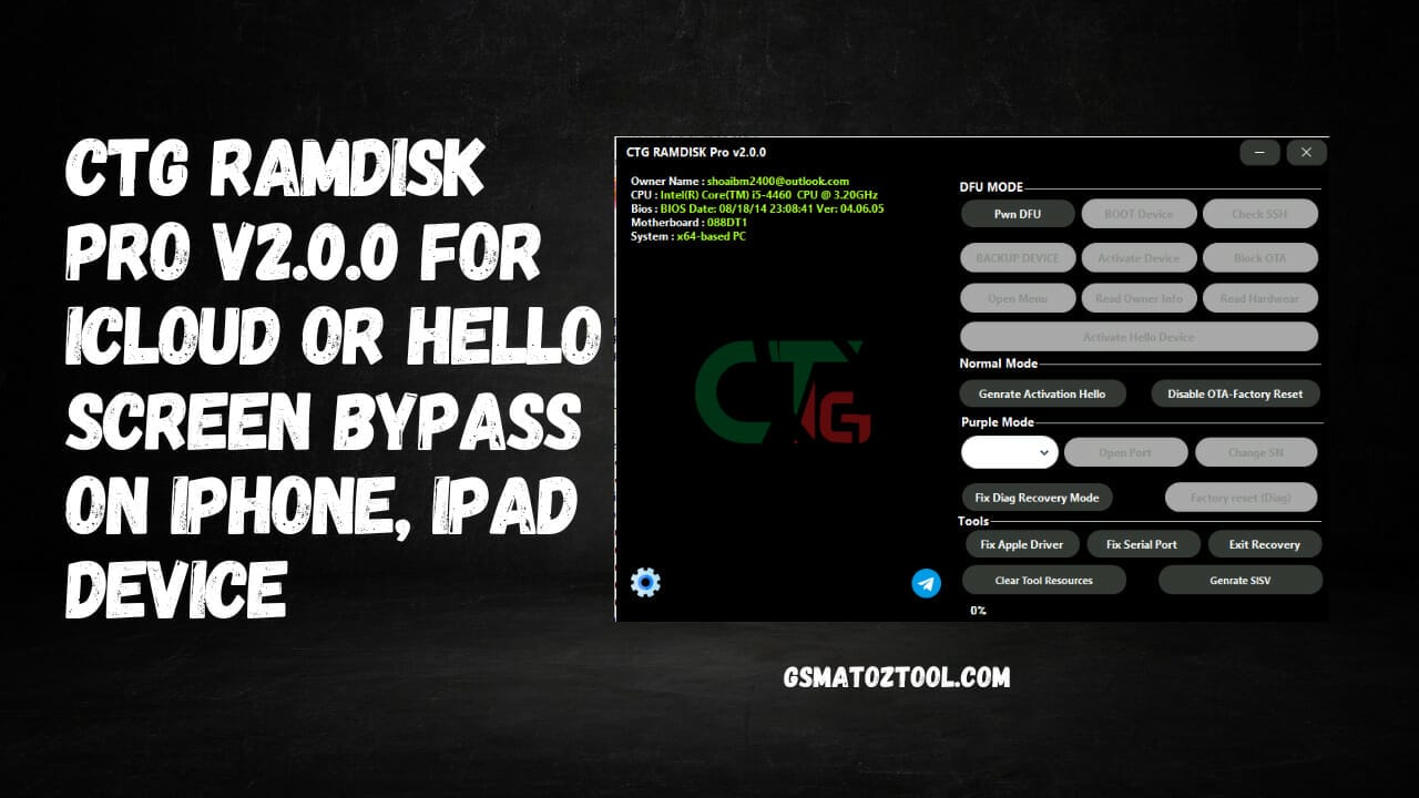 Download ctg ramdisk pro v2. 0. 0 for icloud or hello screen bypass tool