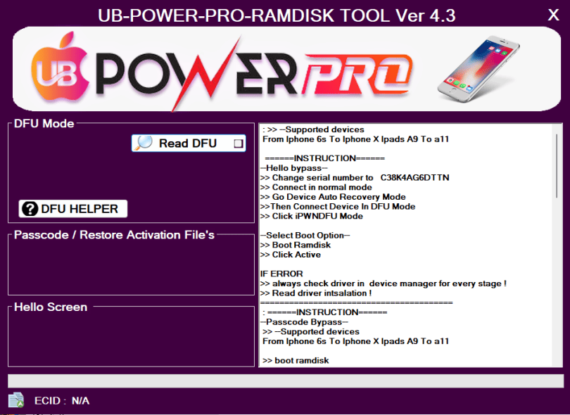 Download UB Power Pro Ramdisk MDM Activator All Models iOS Supported Tool