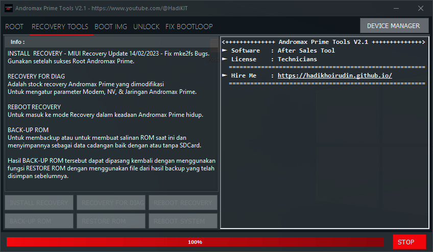 Andromax prime tools v2. 1 - root recovery tools unlock fix bootloop tool