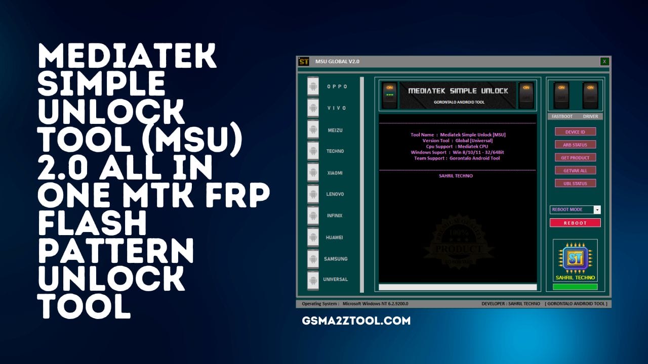 Mediatek simple unlock tool (msu) 2. 0 all in one mtk frp flash pattern unlock tool Mediatek simple unlock tool (msu) 2. 0 all in one mtk frp flash pattern unlock tool