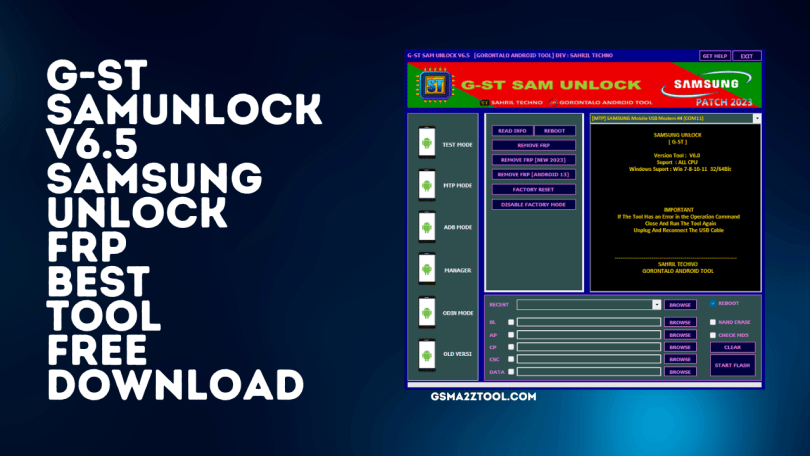 G-ST SamUnlock V6.5 Samsung Unlock FRP Best Tool Free Download