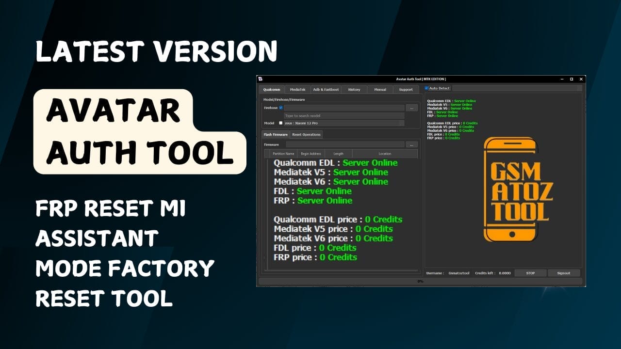 Avatar auth tool frp reset mi assistant mode factory reset tool