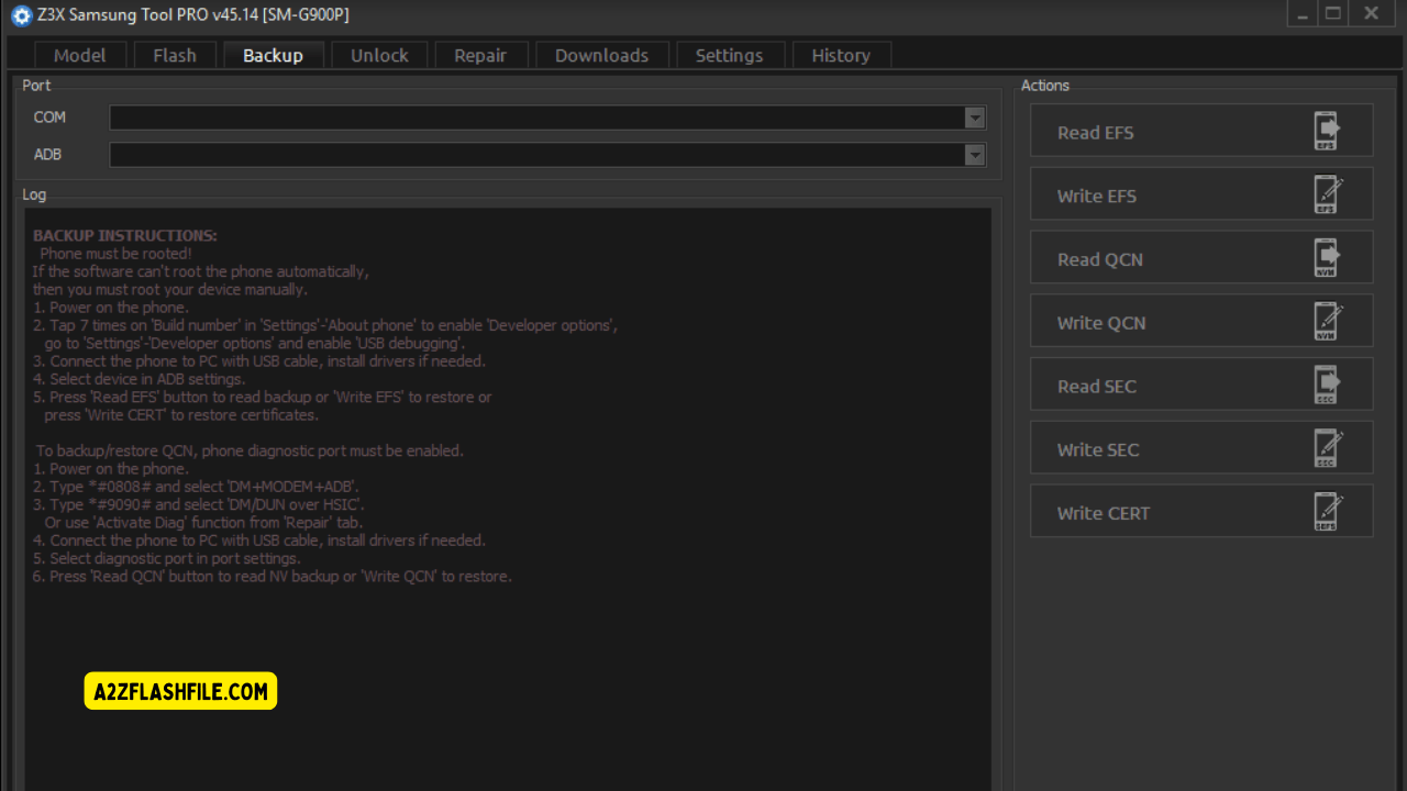 Z3x samsung tool pro unlock tab interface with frp reset and code reading options