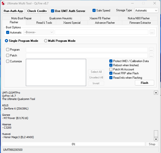 Umt qcfire tool