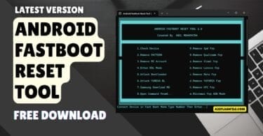 Android fastboot reset tool interface showing options to remove pattern lock and bypass frp.