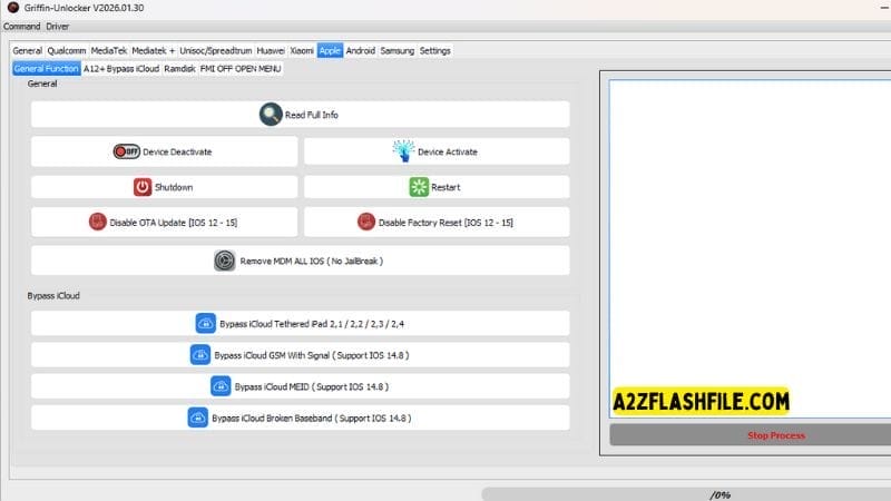 Griffin unlocker tool 2026. 03. 06 latest versions free download 13 Apple service tab in griffin unlocker for icloud bypass and mdm removal on ios 12-15 devices.