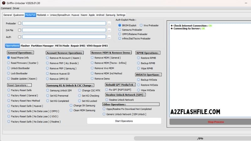 Griffin unlocker tool 2026. 01. 30 latest versions free download 6 Mediatek service tab for unlocking bootloaders and removing mdm on xiaomi oppo and vivo.