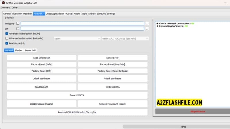 Griffin unlocker tool 2026. 03. 06 latest versions free download 8 Advanced mediatek authorization module in griffin unlocker for xiaomi and poco devices.