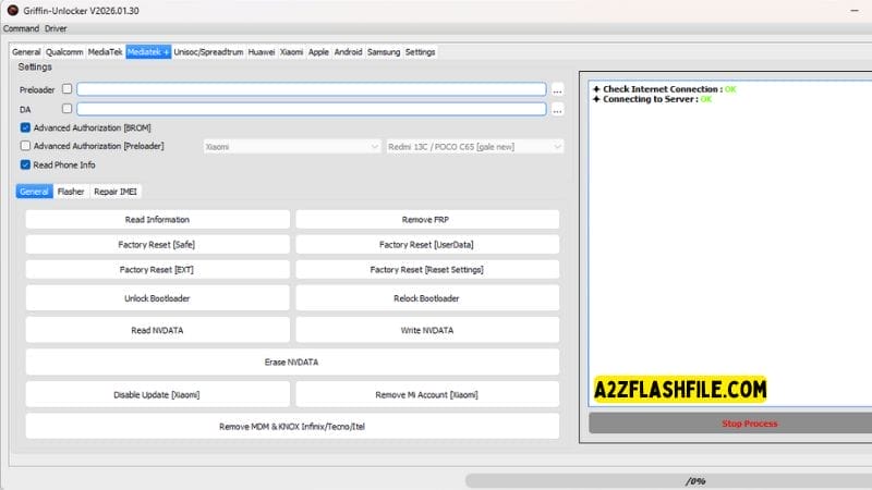 Griffin unlocker tool 2026. 01. 30 latest versions free download 8 Advanced mediatek authorization module in griffin unlocker for xiaomi and poco devices.