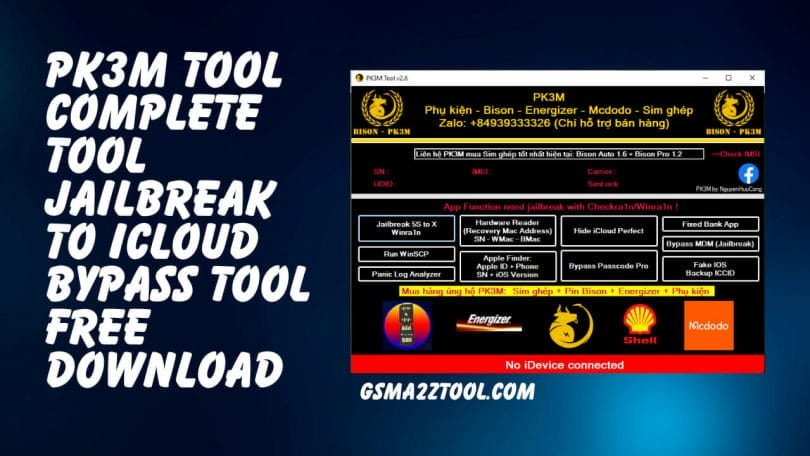 PK3M Tool V2.6 Complete Tool Jailbreak to iCloud Bypass Tool Free Download