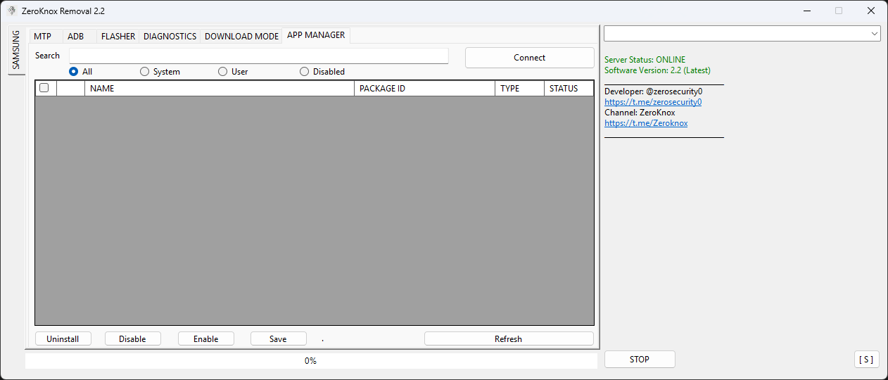 Zeroknox removal tool v2. 4 remove kg, knoxguard & reset frp easily 6 Zeroknox removal tool interface showing options to remove kg bypass knoxguard and reset frp on samsung devices