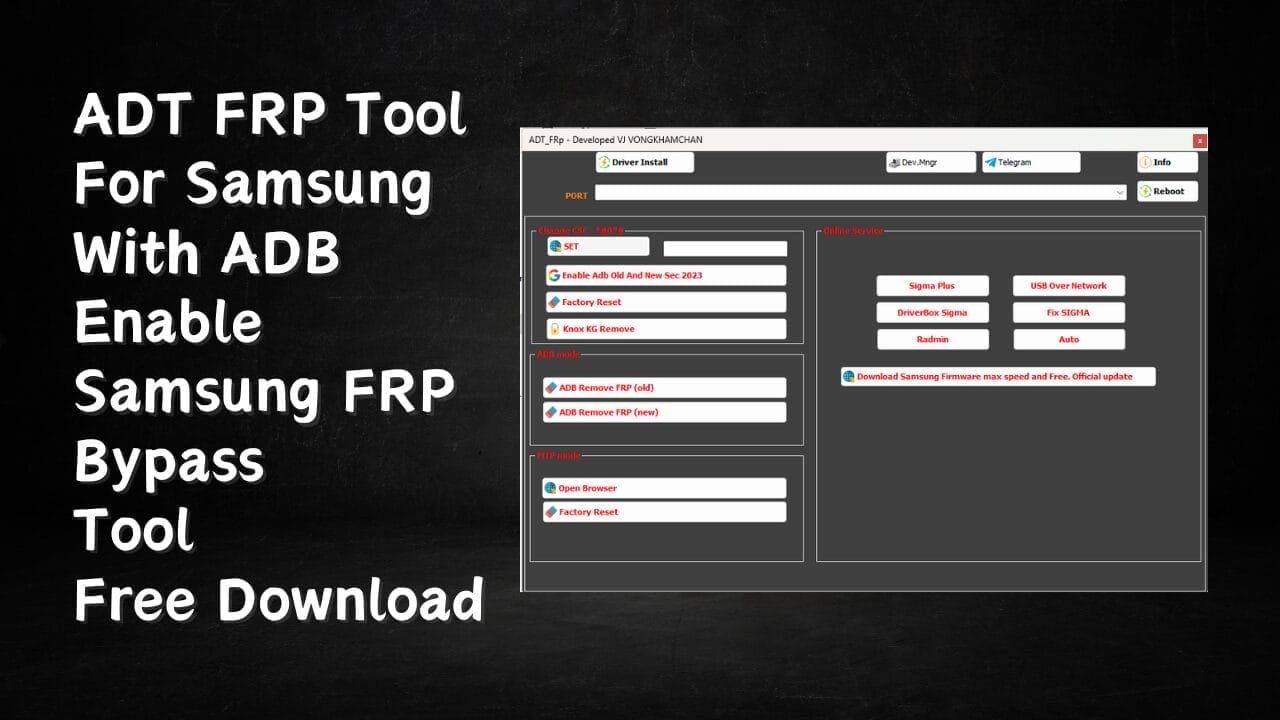 Adt service frp tool 2024 for samsung with adb enable frp bypass tool