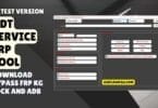 Adt service frp tool latest version showing software interface with frp bypass kg lock removal adb functions and download information.