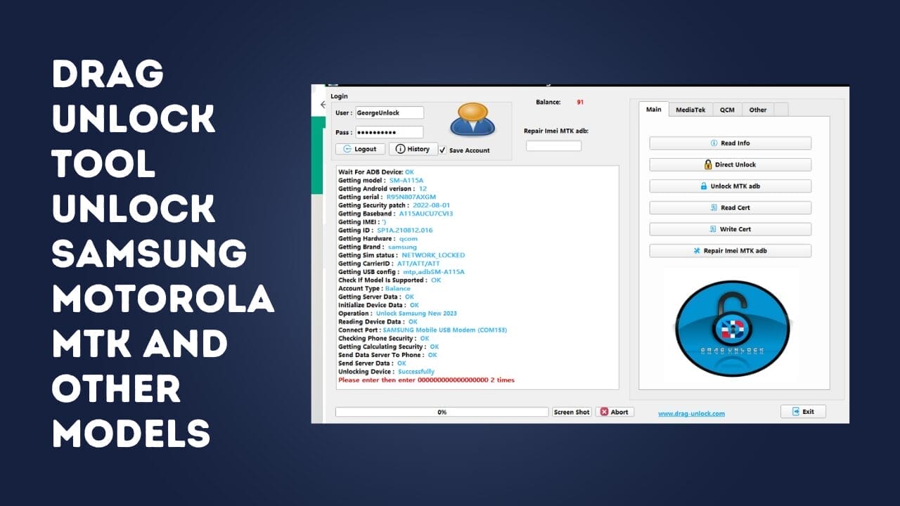 Drag unlock tool unlock samsung motorola mtk and other models Drag unlock tool unlock samsung motorola mtk and other models