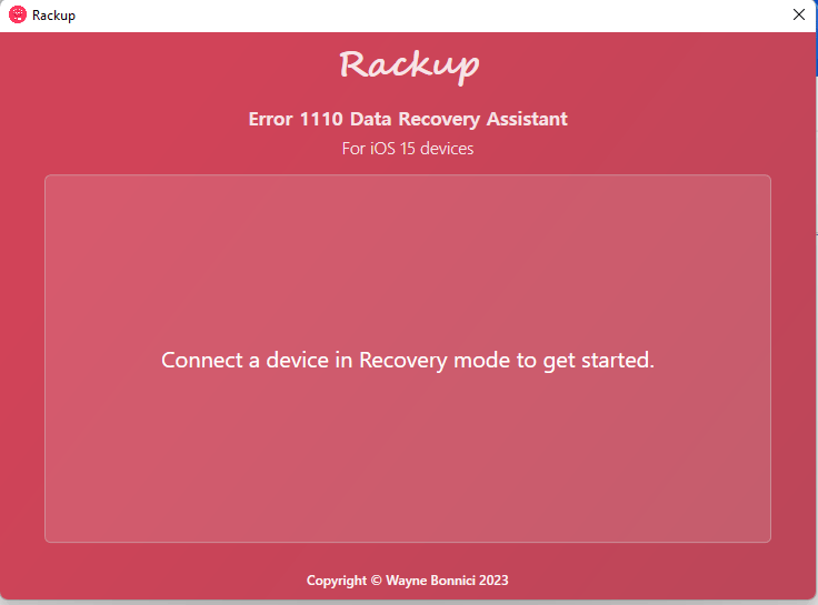 Rackup error 1110 data recovery assistant