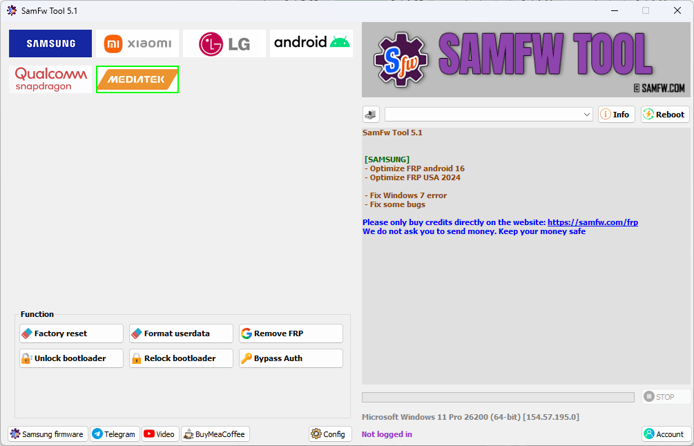Samfw tools 5. 3 for frp removal on samsung xiaomi & lg phones 7 Samfw tool interface showing frp removal and android phone unlocking options