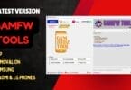 Samfw tools interface showing frp removal and android unlocking features for samsung xiaomi and lg devices