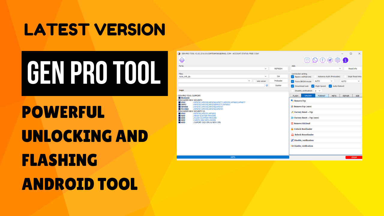 Gen pro tool powerful unlocking and flashing android tool