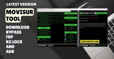 Movisur tool interface showing samsung frp bypass kg lock update adb activation and bypass options