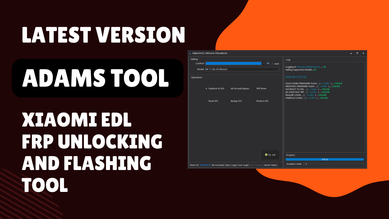 Adams tool xiaomi edl | frp unlocking and flashing tool