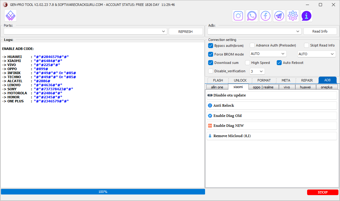 Genpro-tool-dashboard-showing-flash-unlock-and-format-tabs