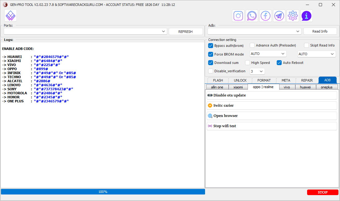 Genpro-tool-interface-showing-factory-reset-frp-removal-options
