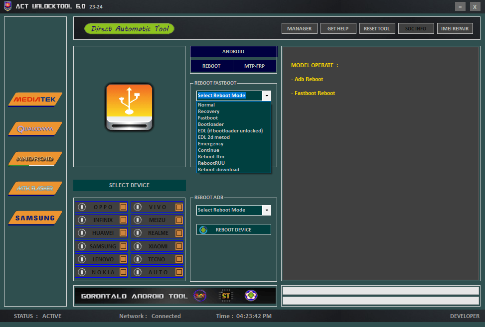 Act unlock tool v6. 0 latest version free download 6 Act unlock tool full interface screenshot – frp flashing samsung xiaomi qualcomm mediatek functions