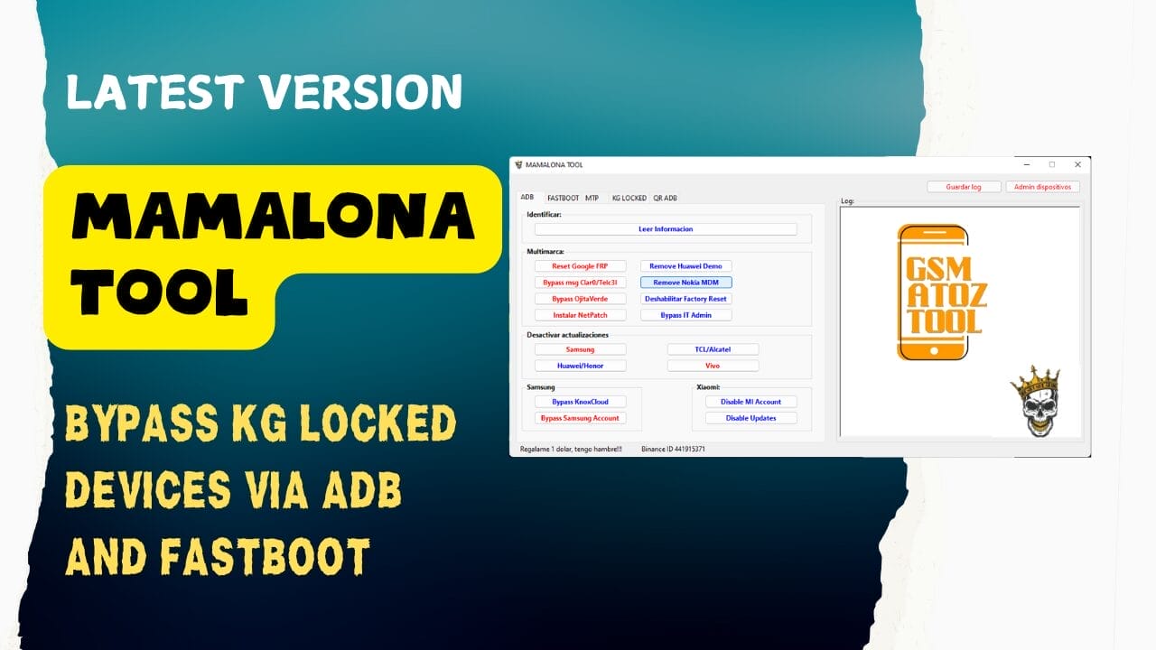 Mamalona tool bypass kg locked devices via adb and fastboot