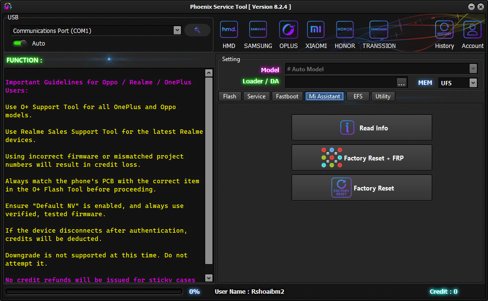 Phoenix service tool v8. 2. 4 erase user data and reset frp on samsung 10 Phoenix service tool mi assistant tab with factory reset and frp options
