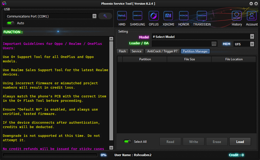 Phoenix service tool v8. 2. 4 erase user data and reset frp on samsung 18 Phoenix service tool partition manager tab