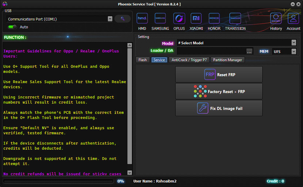 Phoenix service tool v8. 2. 4 erase user data and reset frp on samsung 16 Phoenix service tool service tab with frp and factory reset options