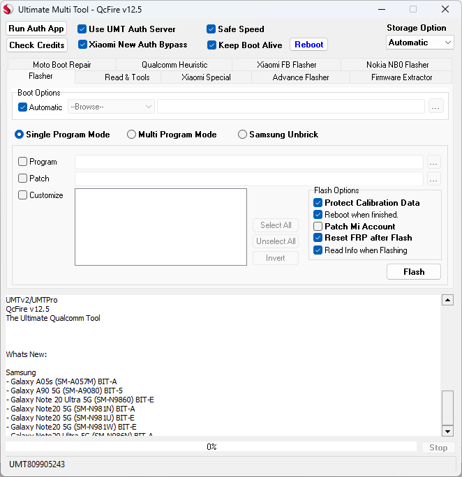 Umt qcfire tool setup v13. 0 latest version download 2 Umt qcfire setup – latest version interface on windows